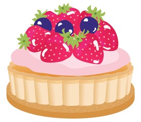 苺とブルーベリーのピンクのタルト