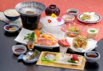 会席　和　料理 刺身　鮪造り　調理　煮付　懐石　盛り付け　和食　日本新鮮　鮮魚　お刺身　JAPAN