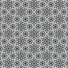 abstract mosaic with flowers and ornaments drawn for coloring on a white background, vector