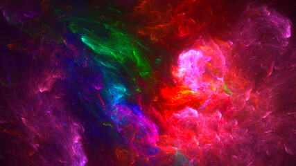 3D rendering abstract multicolor fractal light background