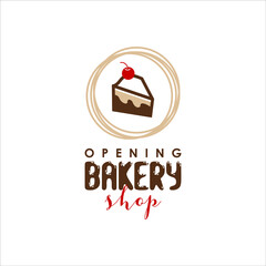 bakery logo simple cake piece badge concept organic homemade dessert template design inspiration	