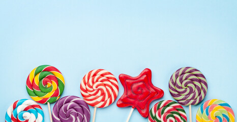 Fototapeta na wymiar Various sweets assortment. Candy lollipops