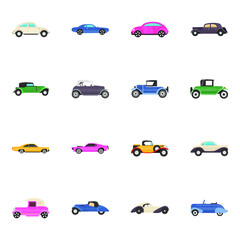 
Retro Cars Flat Icons Pack 
