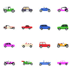 
Sports Cars and Vintage Cars Flat Icons Pack 
