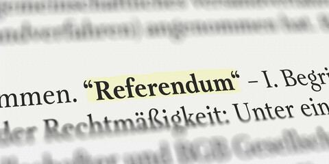 Referendum im Buch mit Textmarker markiert