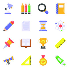 
Pack of Education Accessories Flat Icons 
