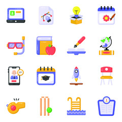 
Pack of Sports Equipment Flat Icons 
