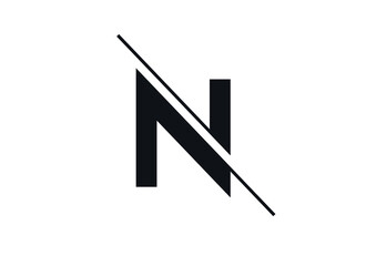 Letter N logo design in a moden style with cut out slash and lines. Vector	