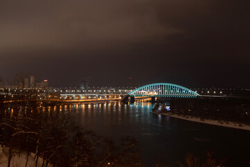 Night city harbour bridge