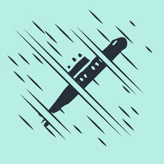 Black Submarine icon isolated on green background. Military ship. Glitch style. Vector.