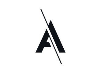 Letter A logo design in a moden style with cut out slash and lines. Vector	