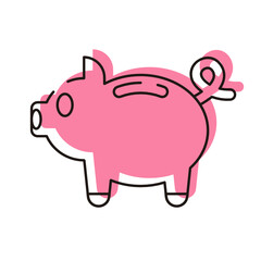 E-commerce, online shopping and delivery elements - piggy bank icon.