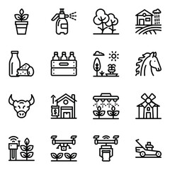 
Pack of Farmhouse and Drone Agriculture Glyph Icons 
