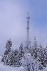 Fichtelgebirge Wintersport am Ochsenkopf Skilift Sendeturm