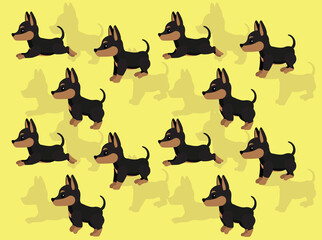 Animation Dog Doberman Pinscher Cartoon Illustration Seamless Background