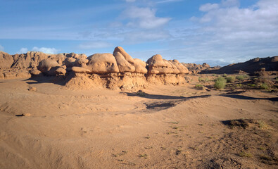 Out of this world Goblin Valley State Park unique mushroom shaped sandstone hoodoos and formations in a strange semi desert setting in Green River Utah