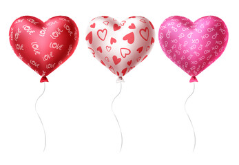 Fototapeta na wymiar Heart balloon set vector design. Heart pattern balloons for valentine's celebrations and decorations isolated in white background. Vector illustration.