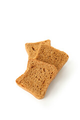 Mini bread pieces isolated on white background