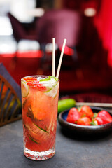 Strawberry coctail. A refreshing fruit cocktail.