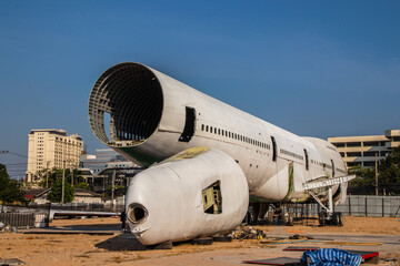 Pattaya District Chonburi Thailand Asia
an old discarded airplane or jumbo jet is used as a restaurant and bar event