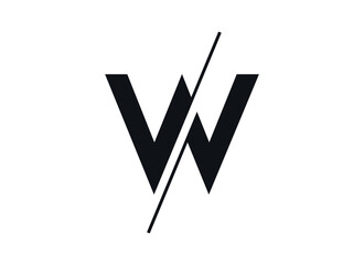 Letter W logo design in a moden geometric style with cut out slash and lines. Vector - obrazy, fototapety, plakaty