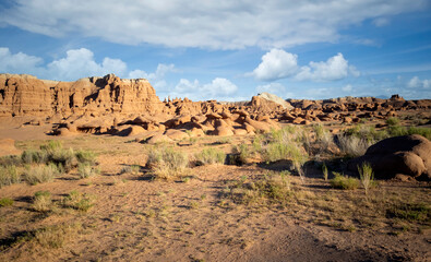 Out of this world Goblin Valley State Park unique mushroom shaped sandstone hoodoos and formations in a strange semi desert setting in Green River Utah