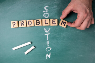 Problem and Solution. Text from letters of the wooden alphabet