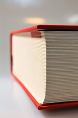 stack of books on red background