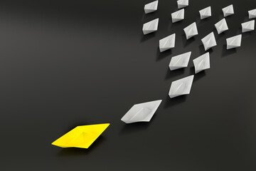 yellow boat followed by some white