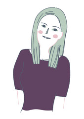 柔らかくほほ笑む女性　イラスト
