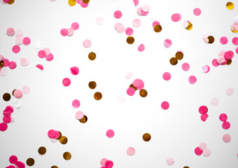 multicolored confetti on white background great background for design