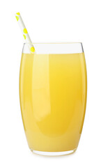 Delicious fresh pineapple juice isolated on white
