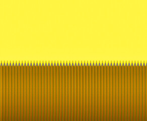 Pattern of dark yellow pencils at yellow background