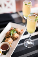 Champagne cocktails in an up market restaurant and bar