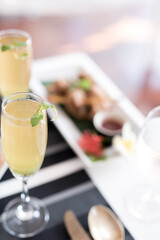 Champagne cocktails in an up market restaurant and bar