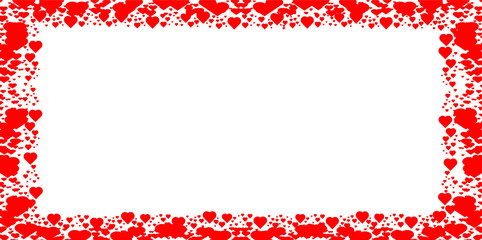 Border frame with hearts . Valentines Day Background . vector illustration