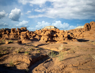 Obraz premium Out of this world Goblin Valley State Park unique mushroom shaped sandstone hoodoos and formations in a strange semi desert setting in Green River Utah