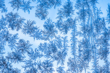 Icing on the glass. Close up view