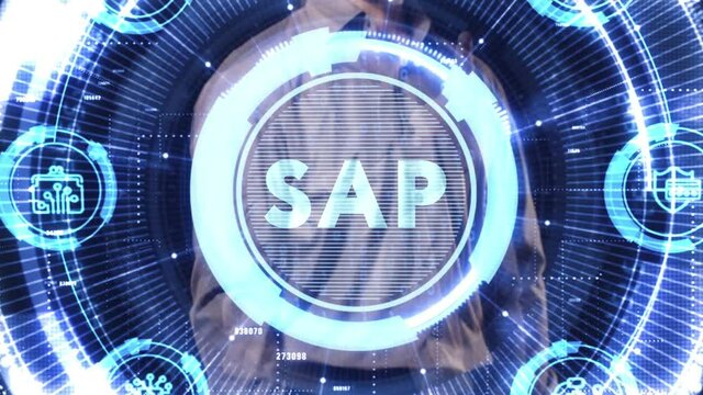 SAP System Software Automation concept on virtual screen data center. Business, modern technology, internet and networking concept
