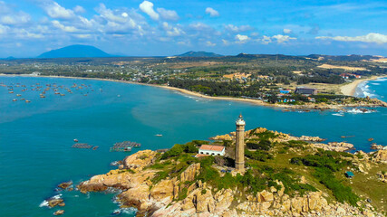 Ke Ga beach at Mui Ne, Phan Thiet, Binh Thuan, Vietnam. Ke Ga Cape or lighthouse is the most...