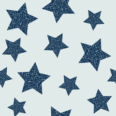 geometric blue seamless pattern with patterned stars