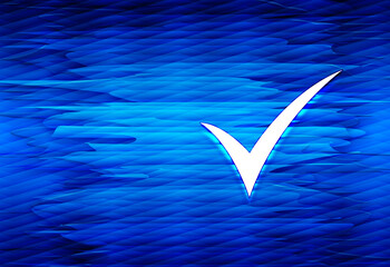 Checkmark icon aqua wave abstract blue background illustration