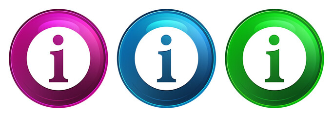 Info icon magic glass design round button set illustration