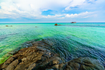 sea with stone rock at Koh MunNork Island, Rayong, Thailand