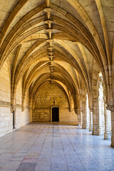 Fototapeta na wymiar Interior of the Hieronymites Monastery, Mosteiro dos Jeronimos is located in Lisbon Portugal