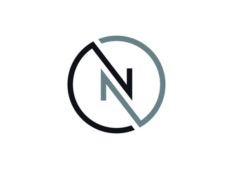 Letter N logo in a modern round geometric style. Vector design