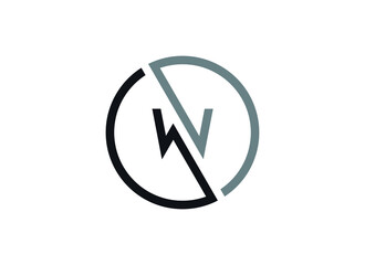 Letter W logo in a modern round geometric style. Vector design