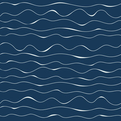 calm navy blue seamless pattern with wavy horizontal lines