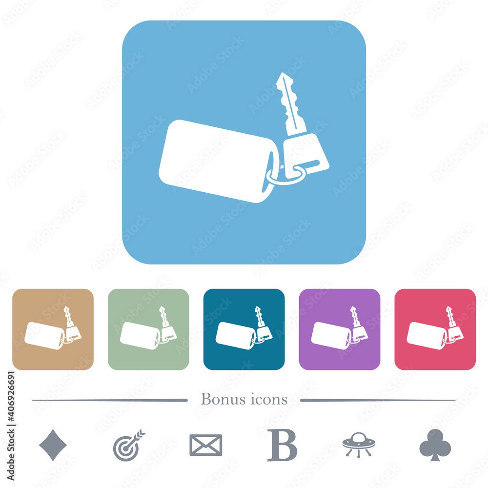 Aufkleber car key with remote control flat icons on color rounded square backgrounds
