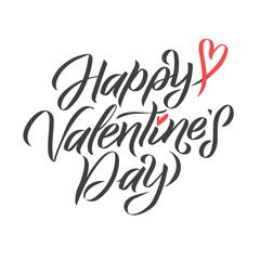 Happy Valentines Day. Handwritten romantic calligraphy poster decorated love ornate. Vector hand drawn vintage lettering element for 14 February design